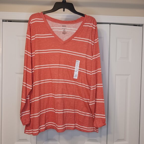 Sonoma Tops - 3/$18 or 5/$25 NWT Sonoma Orange/White V Neck Long Sleeve Top Size 2X
